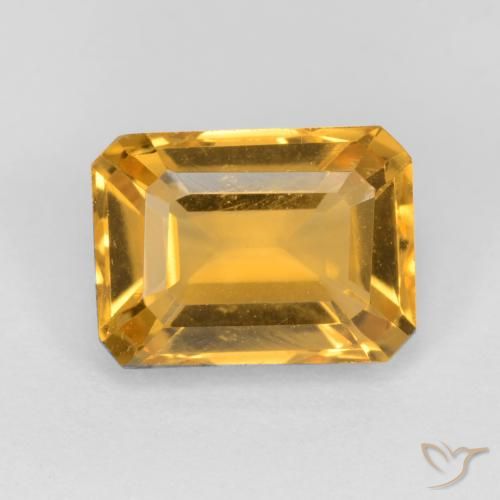 Citrine Orange doré profond naturelle Octogone / coupe Émeraude, 1.58 ct, VVS-VS