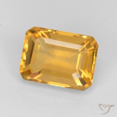 Citrine Orange doré profond naturelle Octogone / coupe Émeraude, 1.58 ct, VVS-VS