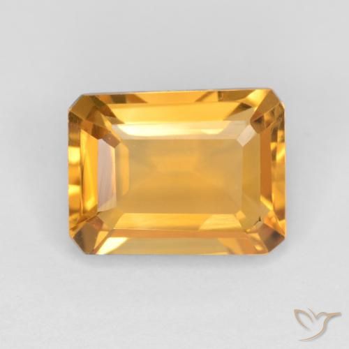 Citrine Doré foncé naturelle Octogone / coupe Émeraude, 1.43 ct, VVS-VS