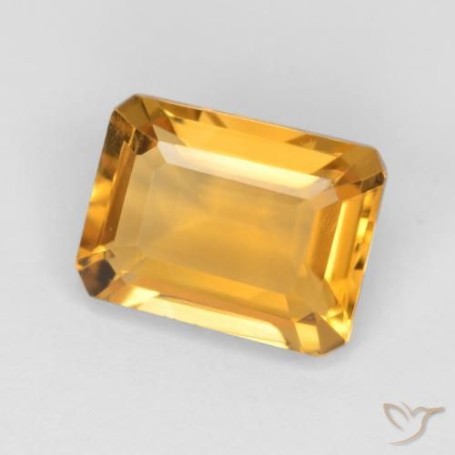 Citrine Doré foncé naturelle Octogone / coupe Émeraude, 1.43 ct, VVS-VS