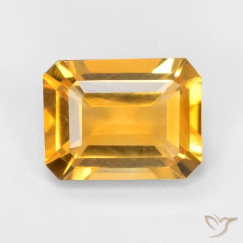 1.58ct Naturel Orange doré profond Citrine, Taille émeraude, VVS-VS