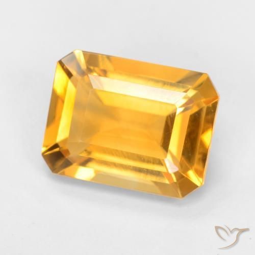 Citrine Orange doré profond naturelle Octogone / coupe Émeraude, 1.58 ct, VVS-VS