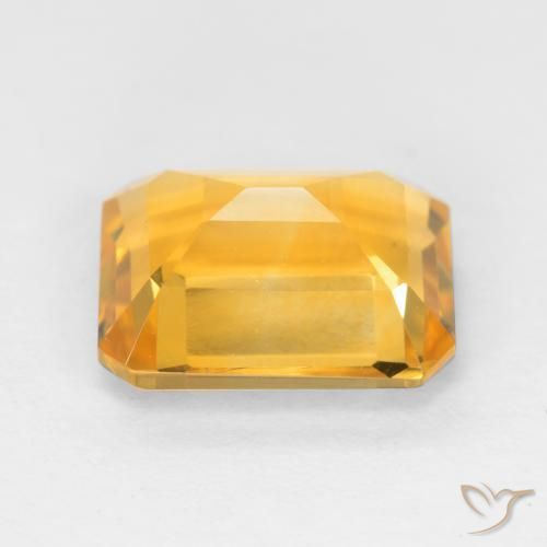 Citrine Orange doré profond naturelle Octogone / coupe Émeraude, 1.58 ct, VVS-VS