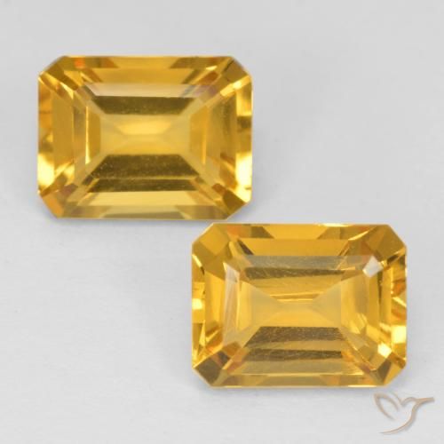 3.02ctw Naturel Doré moyen Citrine, Taille émeraude, VS