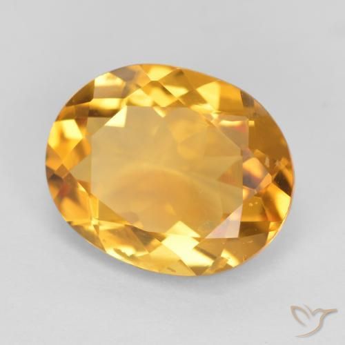 Citrine Orange doré profond naturelle ovale, 3.17 ct, VS