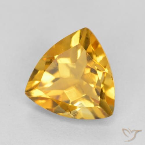 Citrine Orange doré profond naturelle Trillion, 0.97 ct, VVS-VS