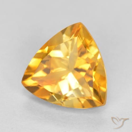 Citrine Orange doré profond naturelle Trillion, 1.08 ct, VVS-VS