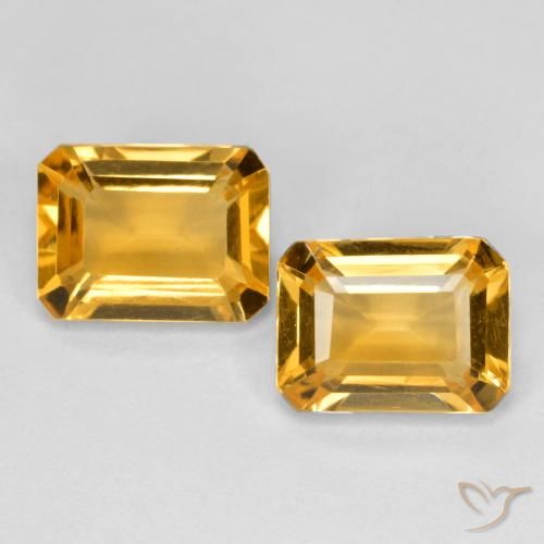 2.84ctw Naturel Orange-or Citrine, Taille émeraude, VS