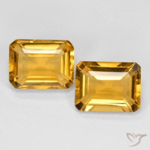 2.93ctw Naturel Or-orange moyen Citrine, Taille émeraude, VS