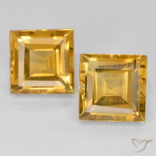 3.78ctw Naturel Orange Doré Citrine, Carré, VS