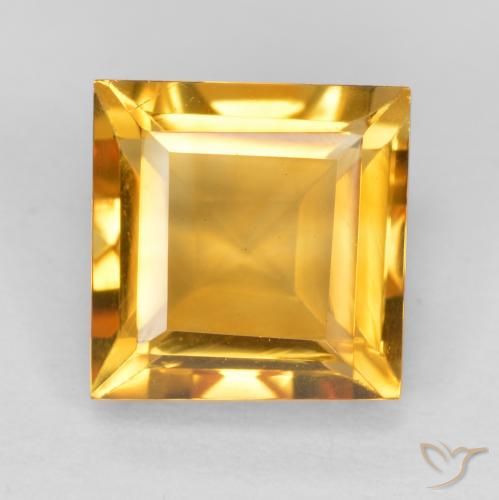 Citrine Orange-or moyen-léger naturelle Carré, 1.87 ct, VVS-VS