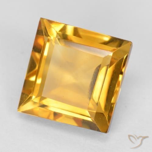Citrine Orange-or moyen-léger naturelle Carré, 1.87 ct, VVS-VS