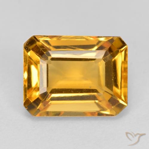 1.66ct Naturel Or-orange moyen Citrine, Taille émeraude, VS