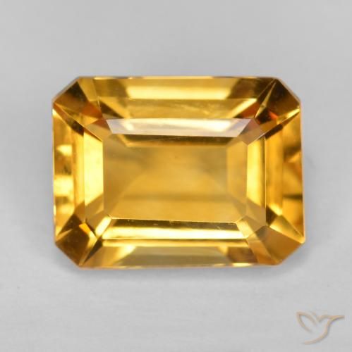 1.55ct Naturel Or-orange moyen Citrine, Taille émeraude, VS