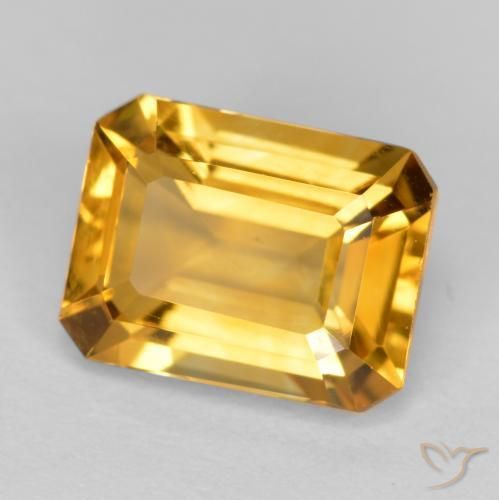 Citrine Or-orange moyen naturelle Octogone / coupe Émeraude, 1.55 ct, VS