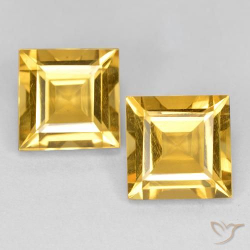 2.99ctw Naturel Orange Doré Citrine, Carré, VS