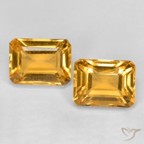 3.37ctw Naturel Orange doré profond Citrine, Taille émeraude, VVS-VS