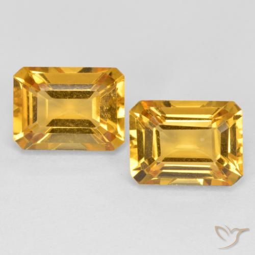 2.93ctw Naturel Doré moyen-foncé Citrine, Taille émeraude, VVS-VS