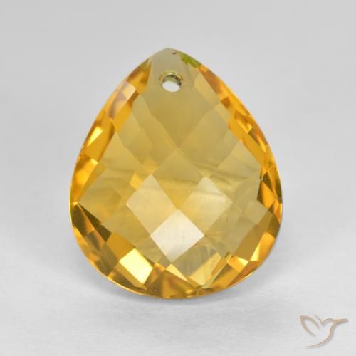 Citrine Orange doré profond naturelle En forme de poire, 3.61 ct, VVS-VS