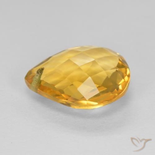 Citrine Orange doré profond naturelle En forme de poire, 3.61 ct, VVS-VS