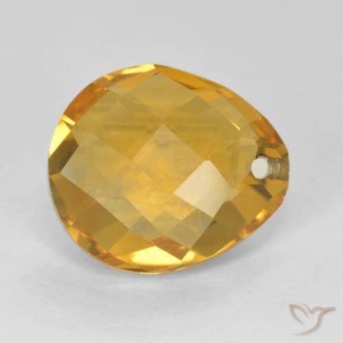 Citrine Orange doré profond naturelle En forme de poire, 4.06 ct, VVS-VS