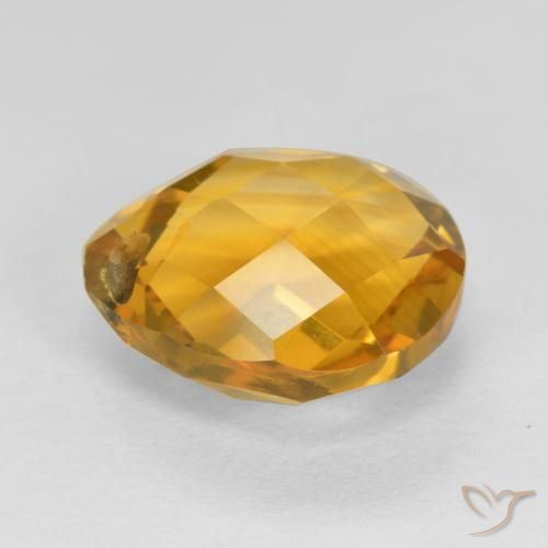 Citrine Orange doré profond naturelle En forme de poire, 4.06 ct, VVS-VS