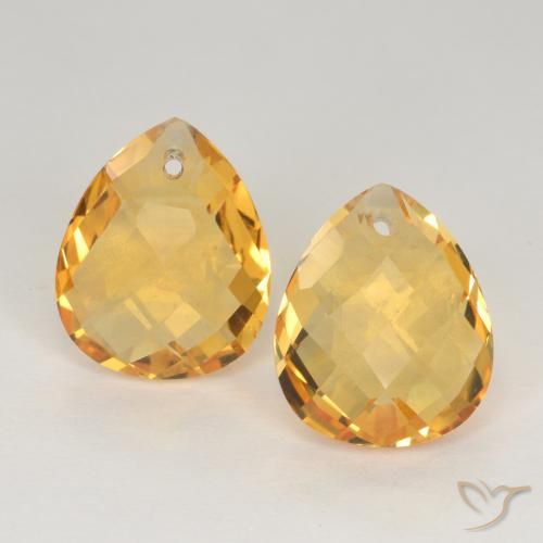 7.34ctw Naturel Doré moyen-foncé Citrine, En forme de poire, VVS-VS