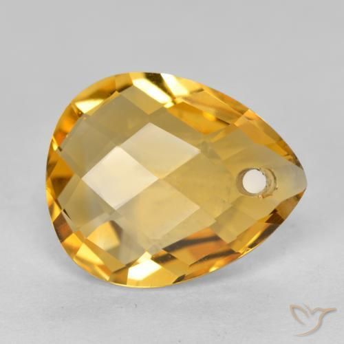 Citrine Orange doré profond naturelle En forme de poire, 3.37 ct, VVS-VS