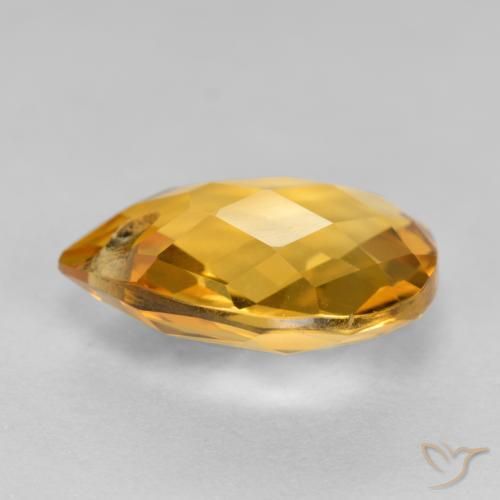 Citrine Orange doré profond naturelle En forme de poire, 3.37 ct, VVS-VS