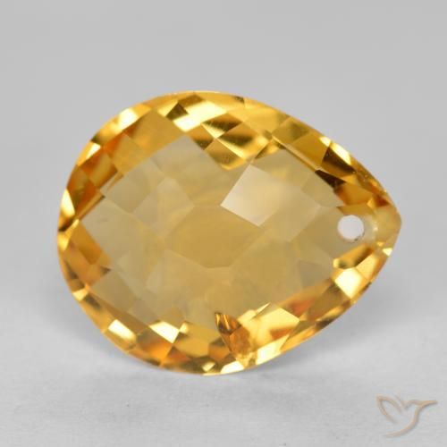 Citrine Orange doré profond naturelle En forme de poire, 3.30 ct, VS-SI