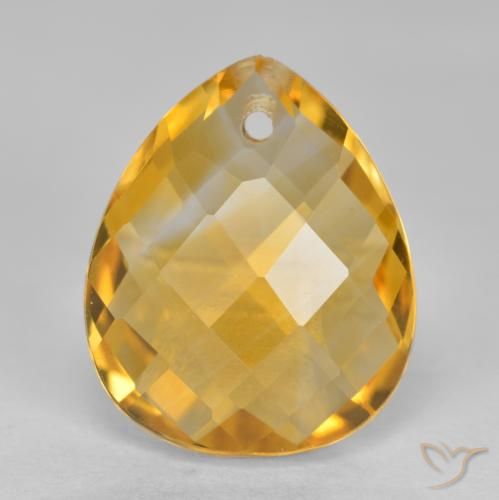 Citrine Orange doré profond naturelle En forme de poire, 3.60 ct, VVS-VS