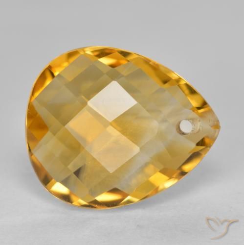 Citrine Orange doré profond naturelle En forme de poire, 3.60 ct, VVS-VS