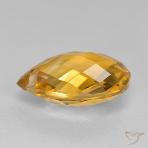 Citrine Orange doré profond naturelle En forme de poire, 3.60 ct, VVS-VS