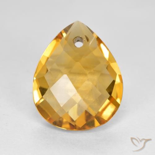 Citrine Orange doré profond naturelle En forme de poire, 3.68 ct, VVS-VS