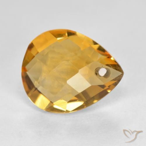 Citrine Orange doré profond naturelle En forme de poire, 3.68 ct, VVS-VS