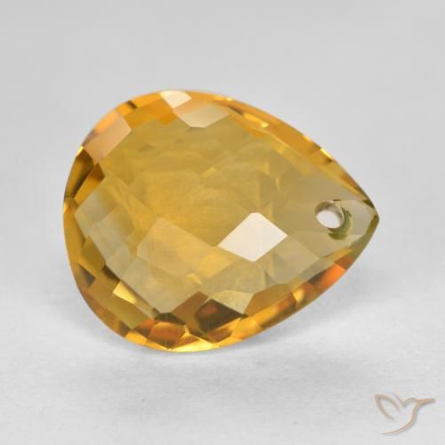 Citrine Orange doré profond naturelle En forme de poire, 3.83 ct, VVS-VS