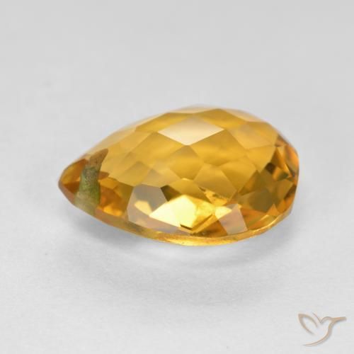Citrine Orange doré profond naturelle En forme de poire, 3.83 ct, VVS-VS