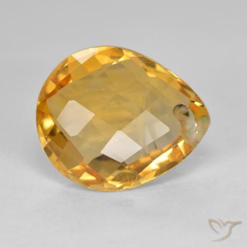 Citrine Orange-or moyen-léger naturelle En forme de poire, 3.50 ct, VVS-VS