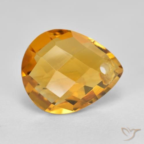 Citrine Orange doré profond naturelle En forme de poire, 3.81 ct, VVS-VS