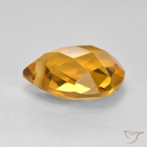 Citrine Orange doré profond naturelle En forme de poire, 3.81 ct, VVS-VS