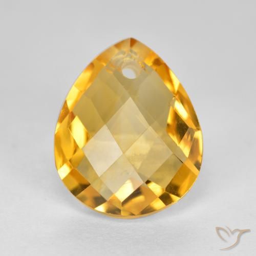 Citrine Orange Doré naturelle En forme de poire, 3.88 ct, VVS-VS