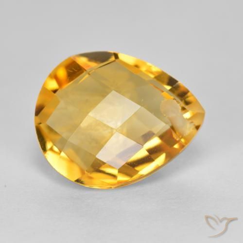 Citrine Orange Doré naturelle En forme de poire, 3.88 ct, VVS-VS