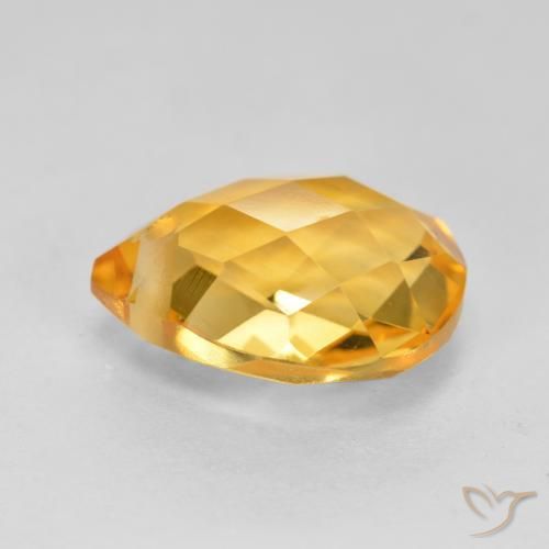 Citrine Orange Doré naturelle En forme de poire, 3.88 ct, VVS-VS