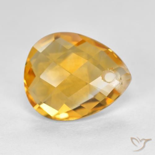 Citrine Orange doré profond naturelle En forme de poire, 3.53 ct, VVS-VS