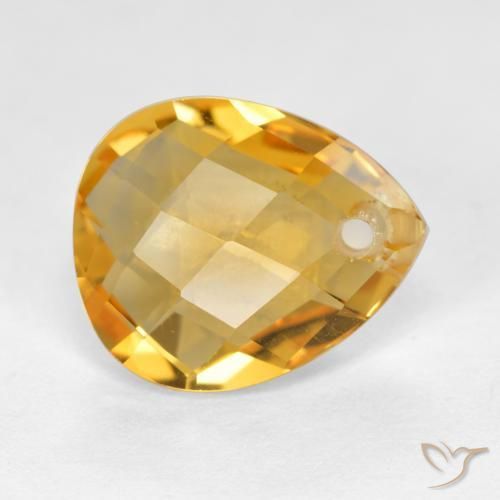 Citrine Orange doré profond naturelle En forme de poire, 3.69 ct, VVS-VS
