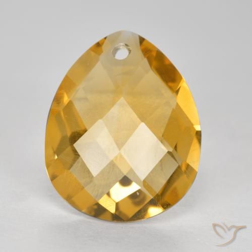 Citrine Doré profond naturelle En forme de poire, 2.98 ct, VVS-VS