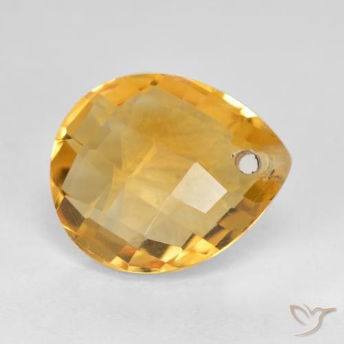 Citrine Orange doré profond naturelle En forme de poire, 3.88 ct, VVS-VS