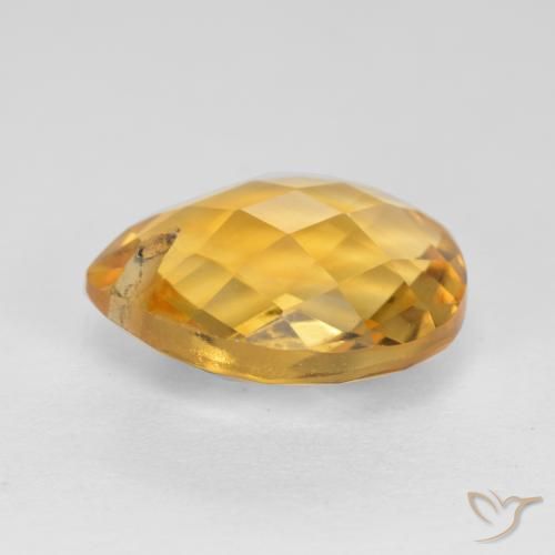 Citrine Orange doré profond naturelle En forme de poire, 3.88 ct, VVS-VS