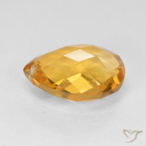 Citrine Doré foncé naturelle En forme de poire, 3.75 ct, VVS-VS
