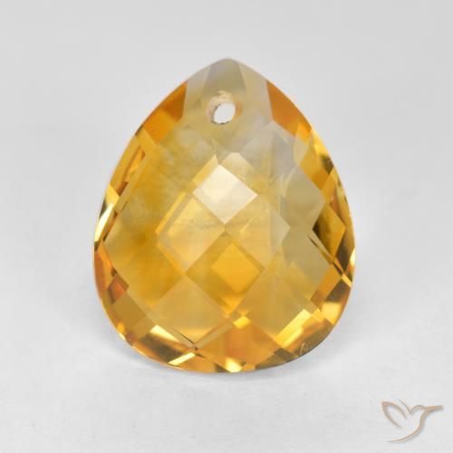 Citrine Orange doré profond naturelle En forme de poire, 3.56 ct, VVS-VS